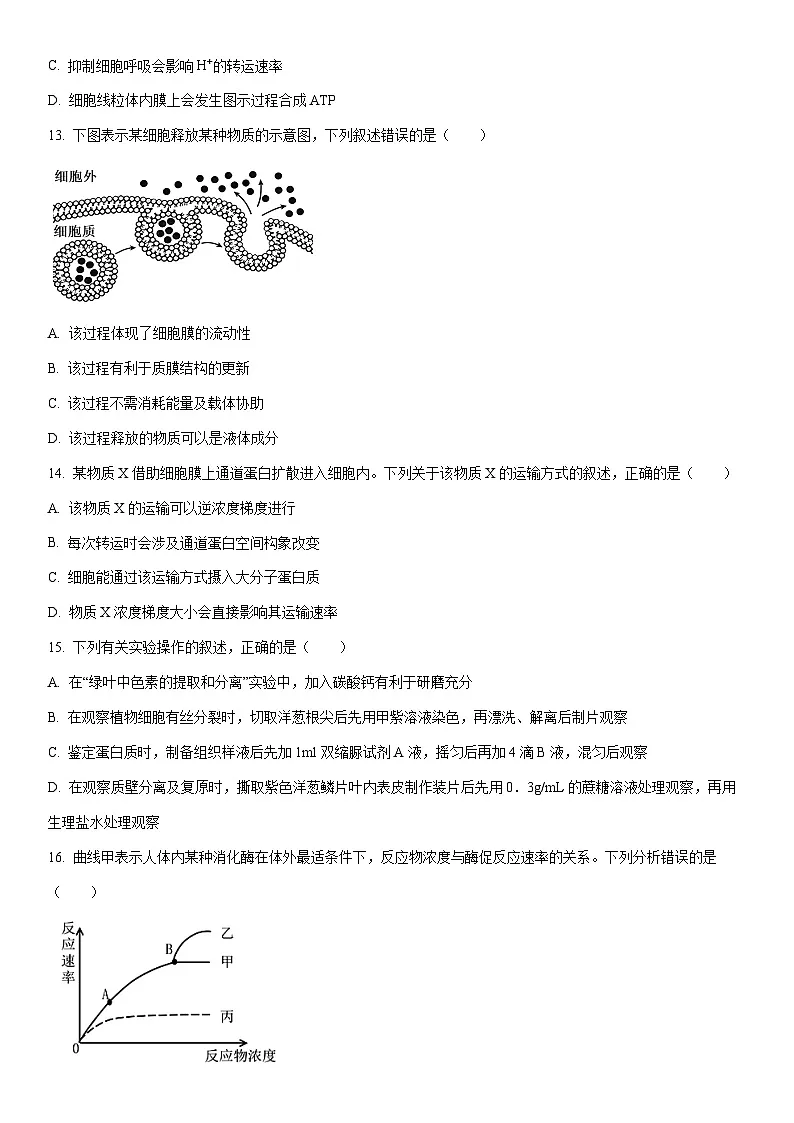 2025-2026学年甘肃省天水市麦积区天水市第二中学高一上学期期末生物试卷（学生版）第3页