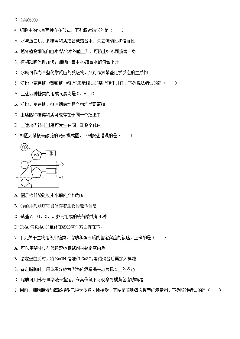 2025-2026学年河南省南阳高一上学期期末素质评价生物试卷（学生版）第2页