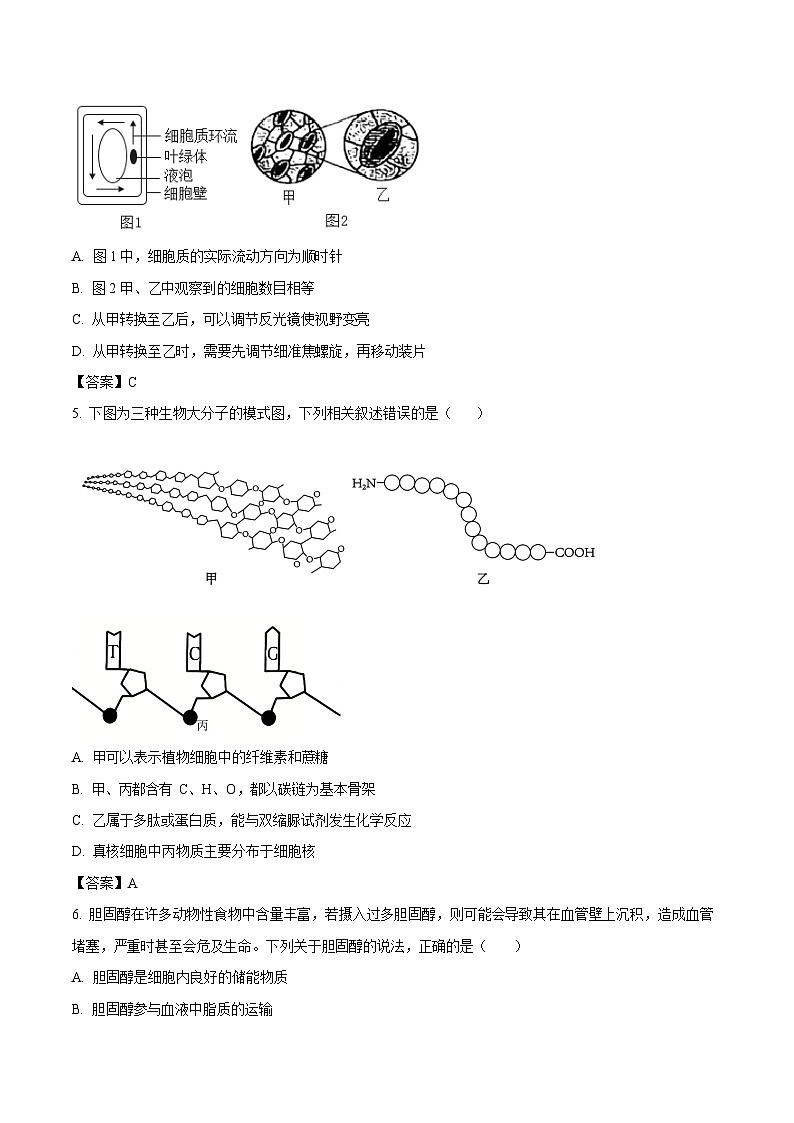 河北省邢台市卓越联盟2025-2026学年高一下学期开学测评生物试卷第2页