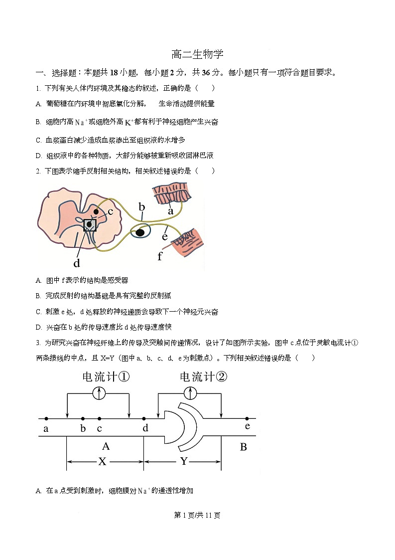 湖北襄阳市楚云协作体2025-2026学年高二下学期阶段检测生物试卷（原卷版）第1页
