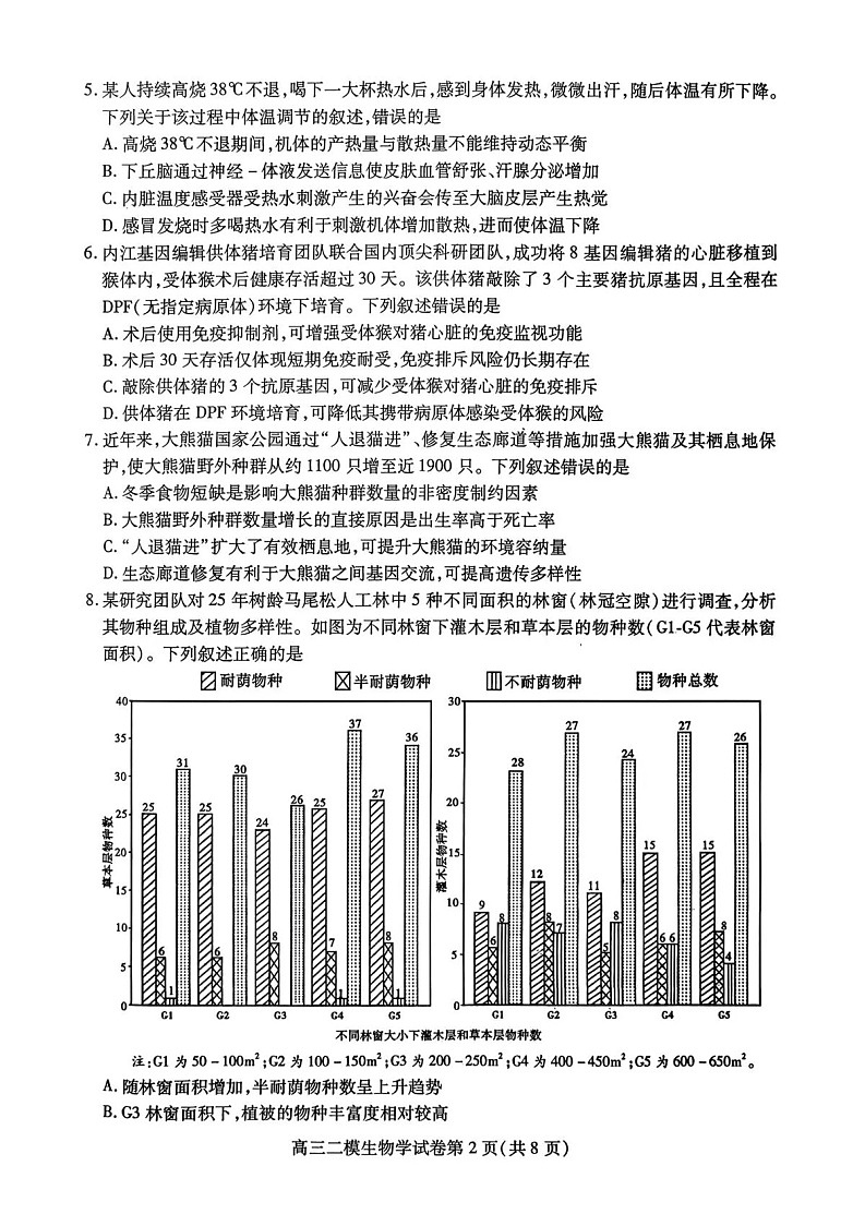四川省内江市高中2026届高三下学期高考第二次模拟生物试题第2页