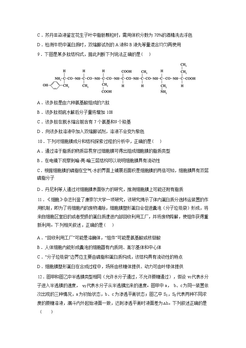 湖北省十堰市郧阳中学2025-2026学年高一下学期生物第一次周考试卷含答案第3页