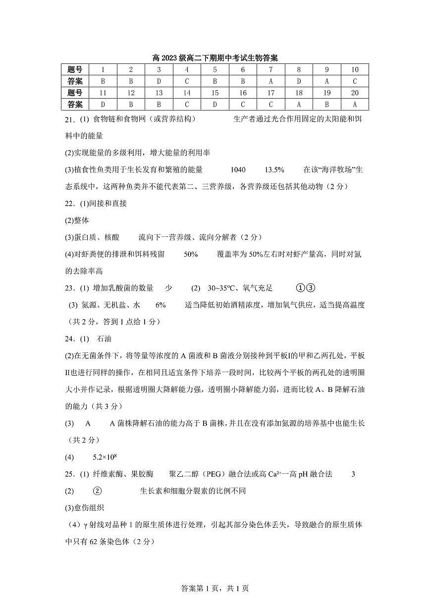 生物答案第1页