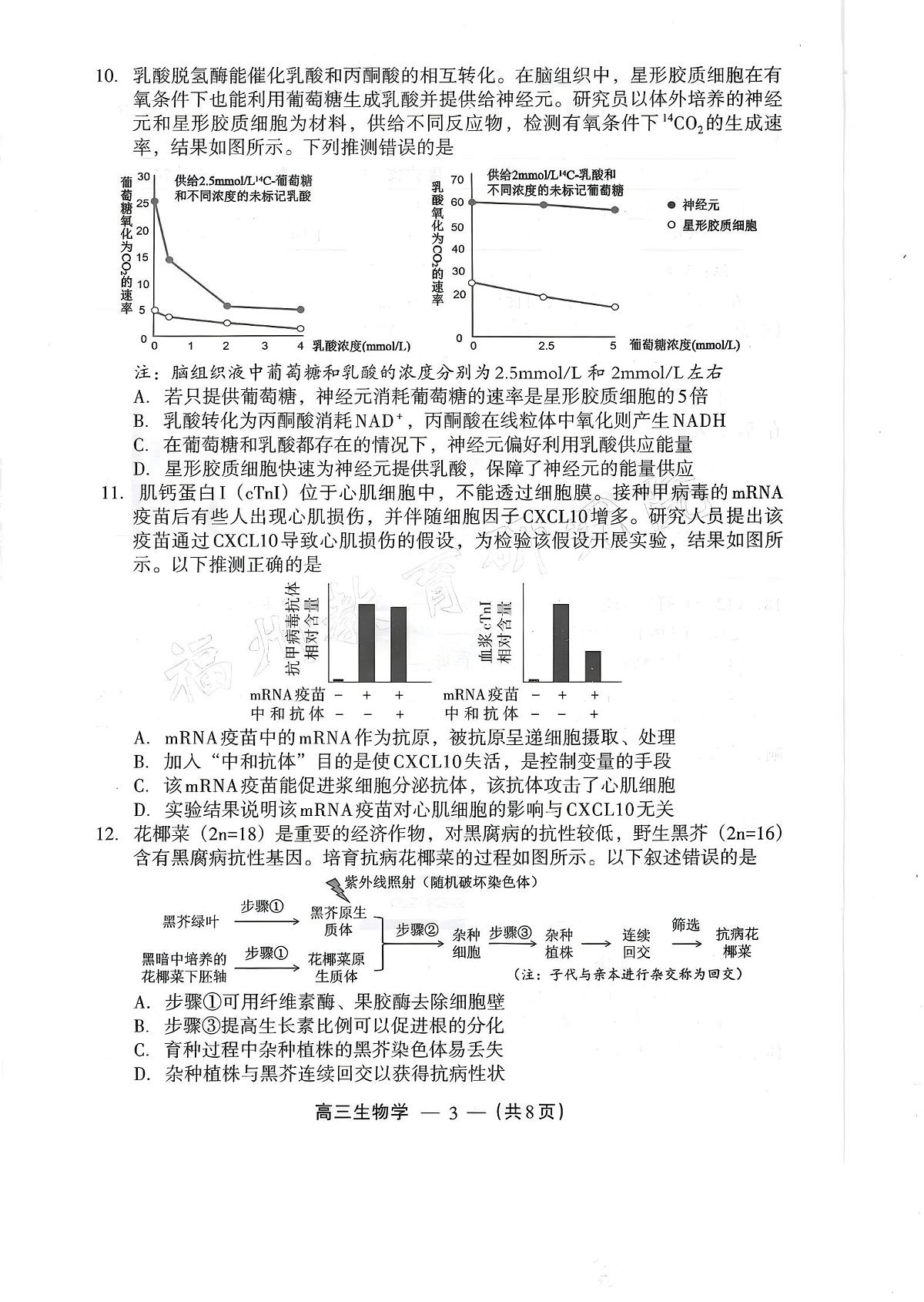 生物试题：2025-2026学年福州市高三年级三月质量检测第3页