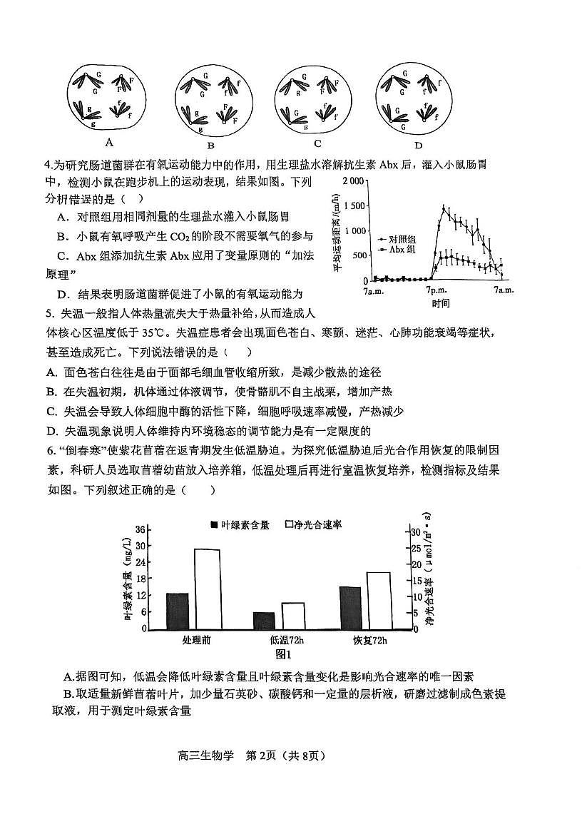 天津市河东区2026届高三下学期质量检测（一）生物试卷（PDF图片版）（含解析）第2页
