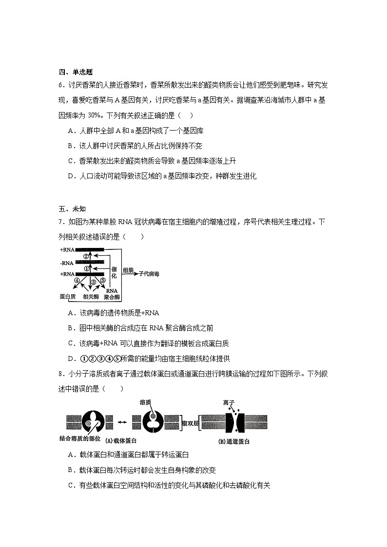 2026年辽宁省辽阳市高三下学期第一次模拟考试生物试卷（无答案）第2页