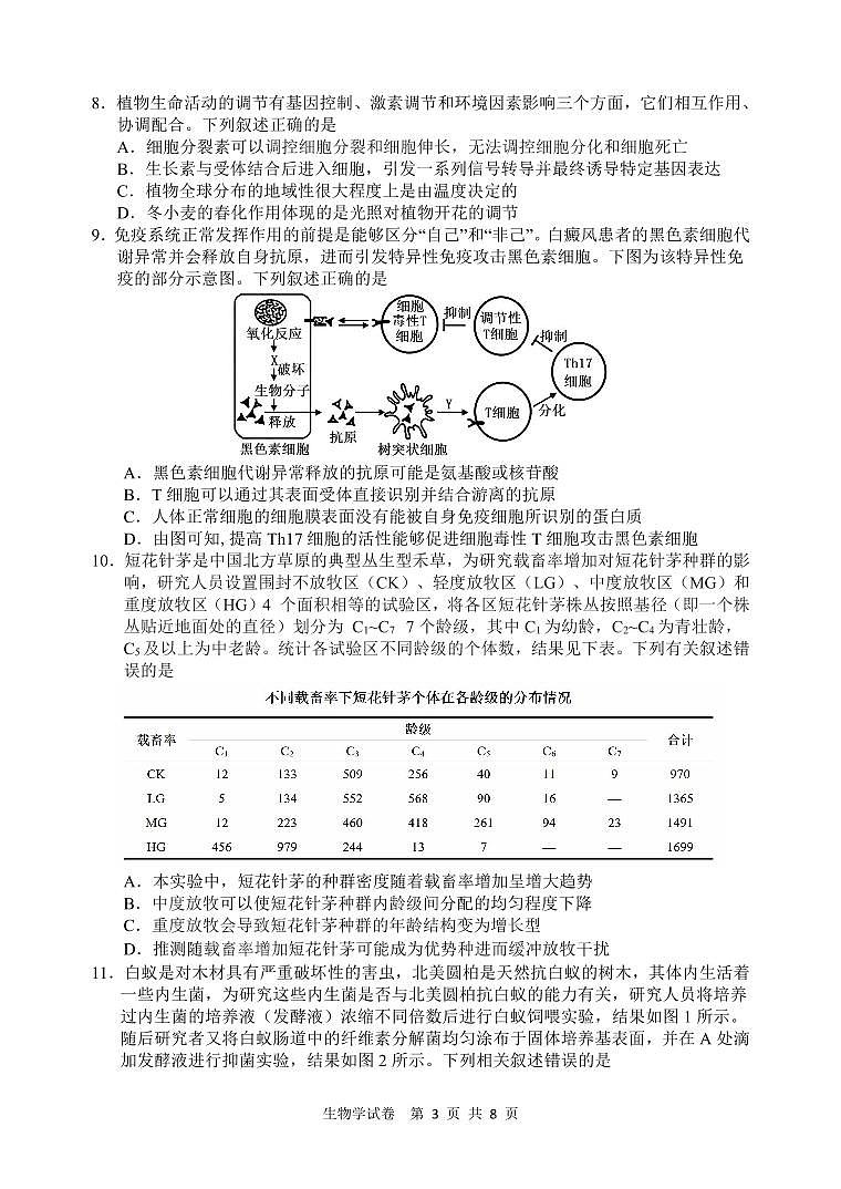 江南十校2026年高考一模生物试卷含答案第3页