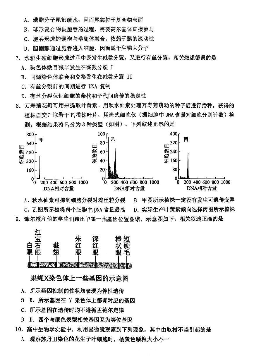 北京市广渠门中学2025-2026学年高三上学期10月月考生物试题（含答案）第2页