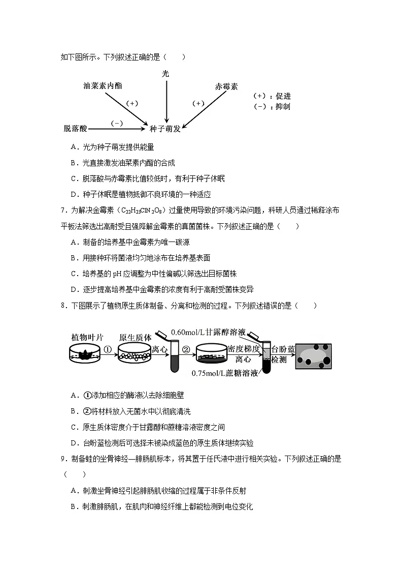 2026年浙江宁波十校高三3月联考生物试卷（附答案解析）第2页