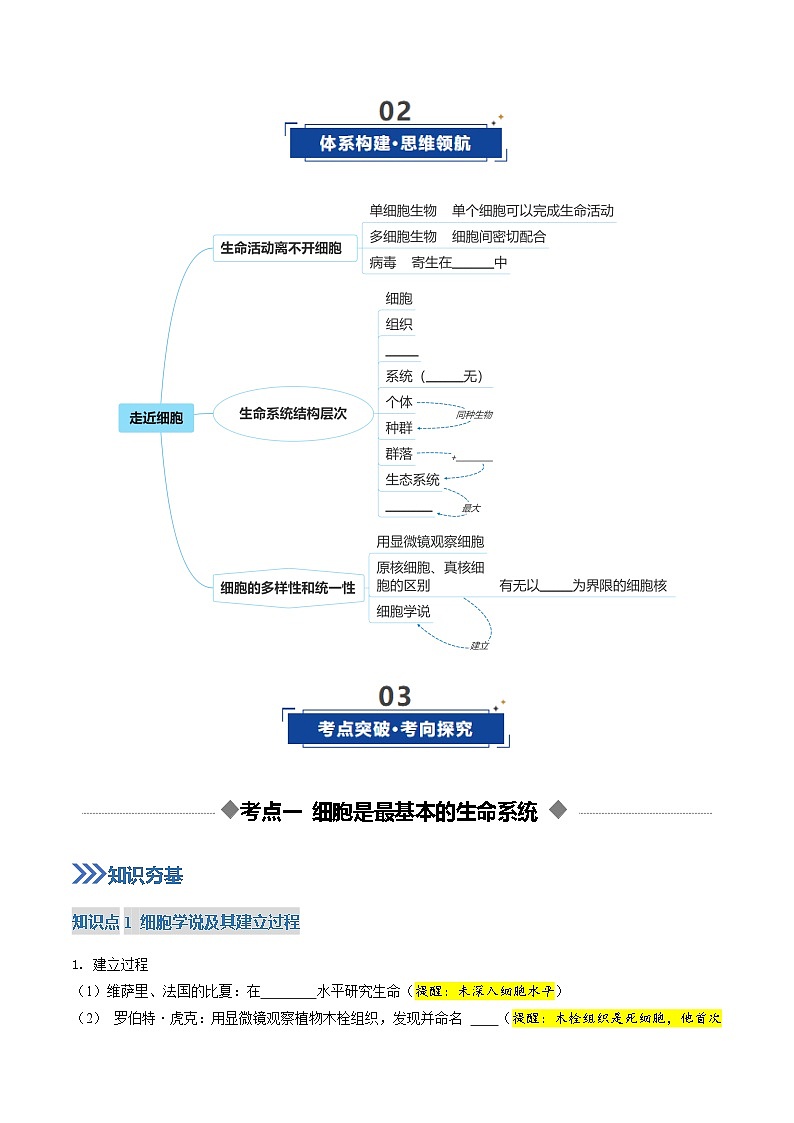 高考生物二轮-走近细胞（复习讲义）（全国通用）（原卷版）第3页