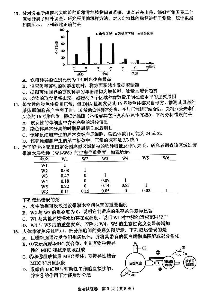 生物-浙江省金丽衢十二校2025-2026学年度高三年级第二次联考试卷及答案第3页
