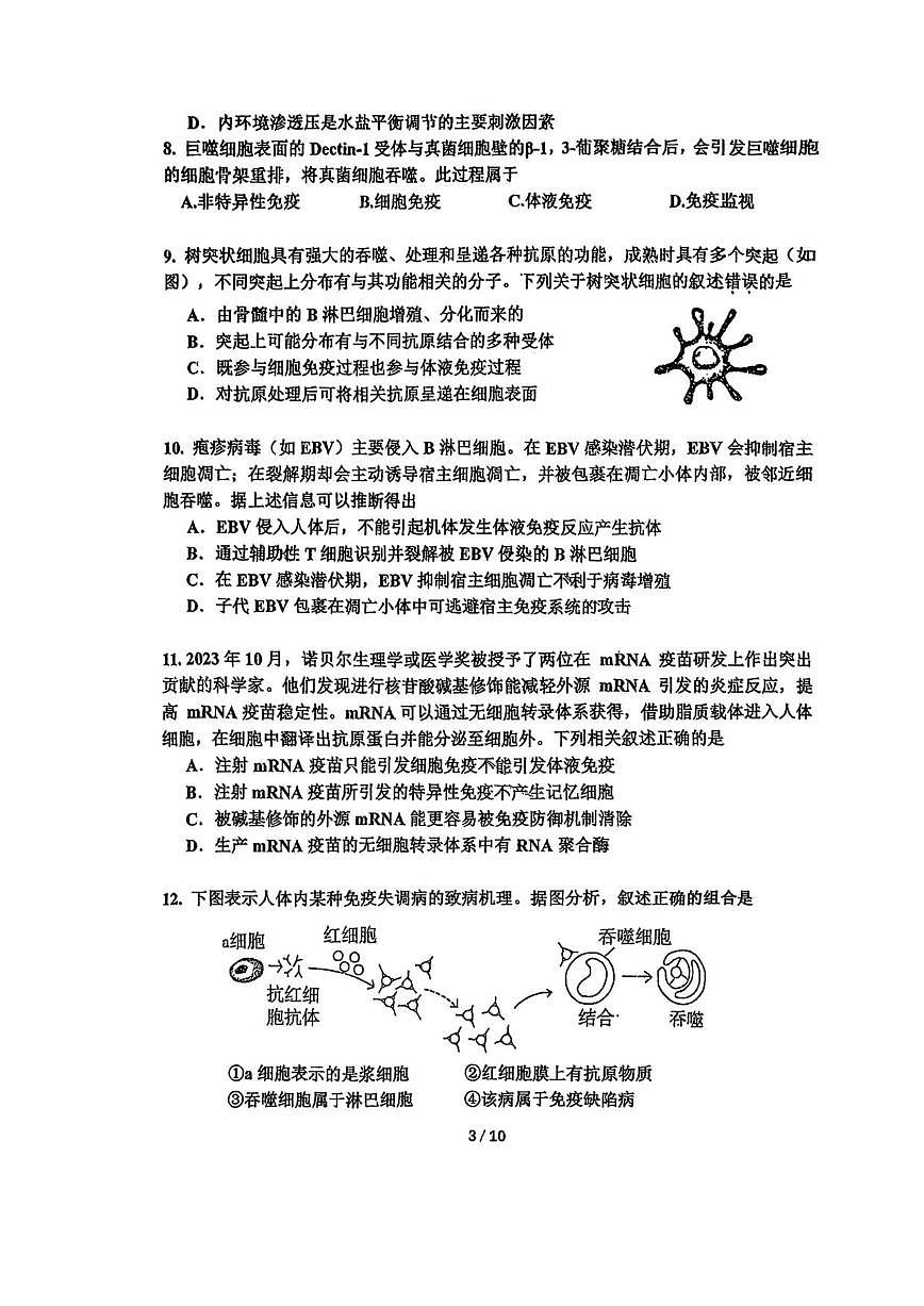 北京师范大学第二附属中学2025—2026学年高二上学期期中考试生物试题（无答案）第3页