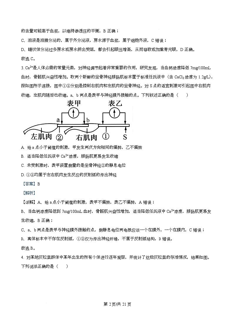重庆市第一中学2025-2026学年高二下学期3月第一次周考生物试题 Word版含解析第2页
