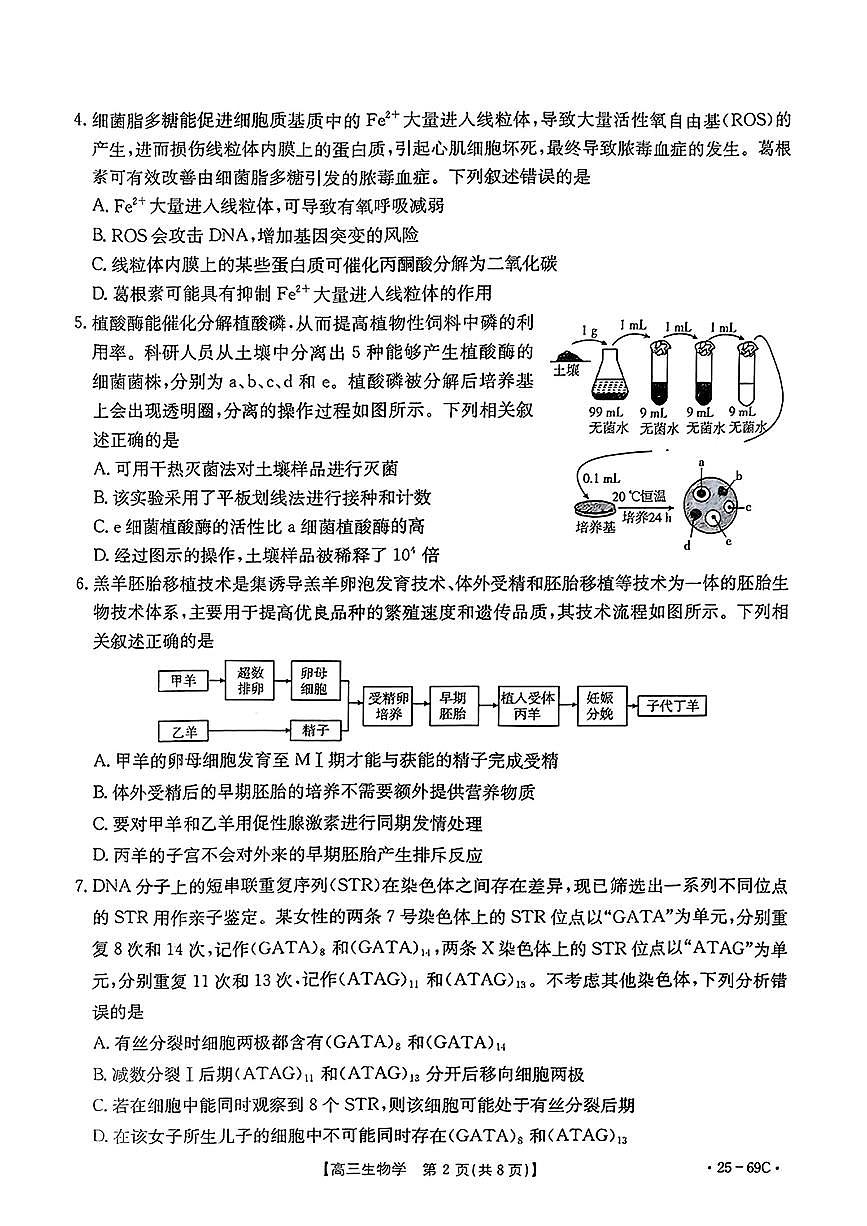 2025广东省金太阳（25-69C）高三上学期10月大联考-生物试卷（含答案）第2页