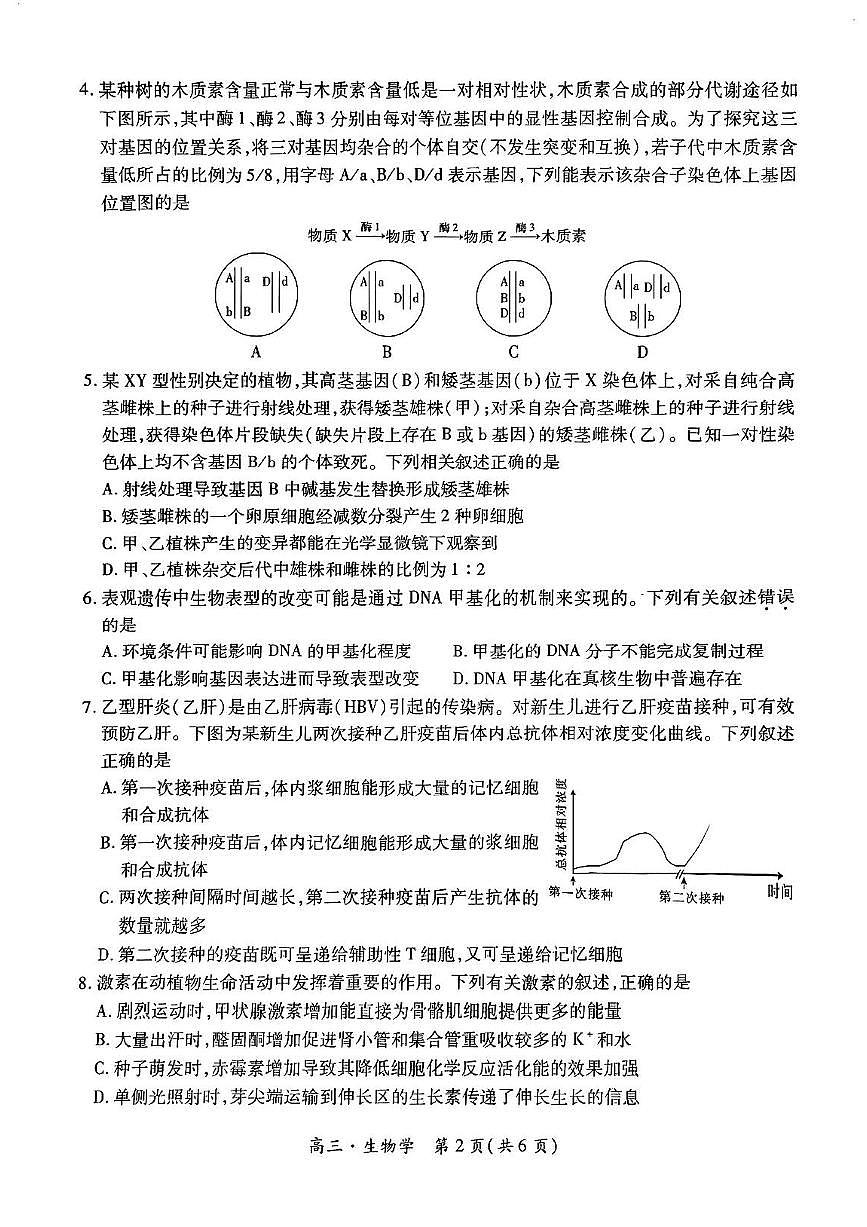 江西省多所学校2025届高三上学期第一次大联考生物试题（含答案）第2页