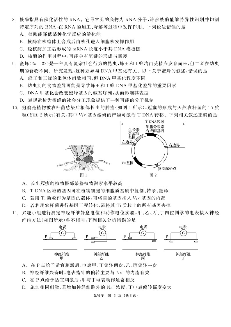 生物-黑龙江省2026届齐齐哈尔市高三第一次模拟考试(齐齐哈尔高考一模)试题及答案第3页