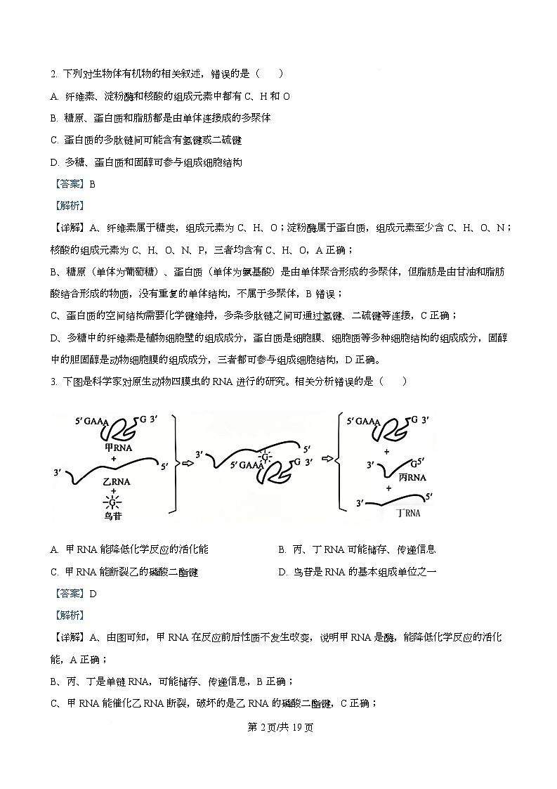 湖北宜昌市2026届高三3月调研考试生物试题 Word版含解析第2页