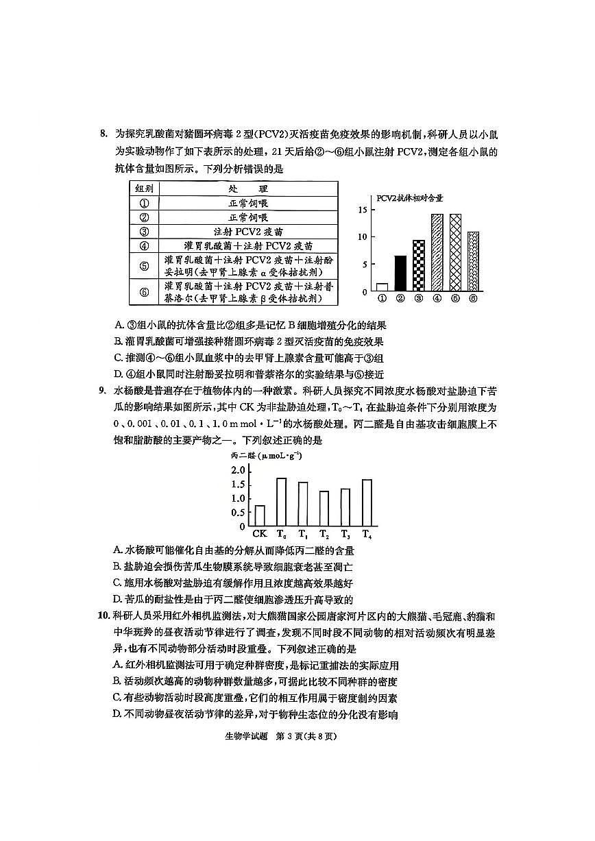 四川省成都市2023级高三第二次模拟测试 生物第3页