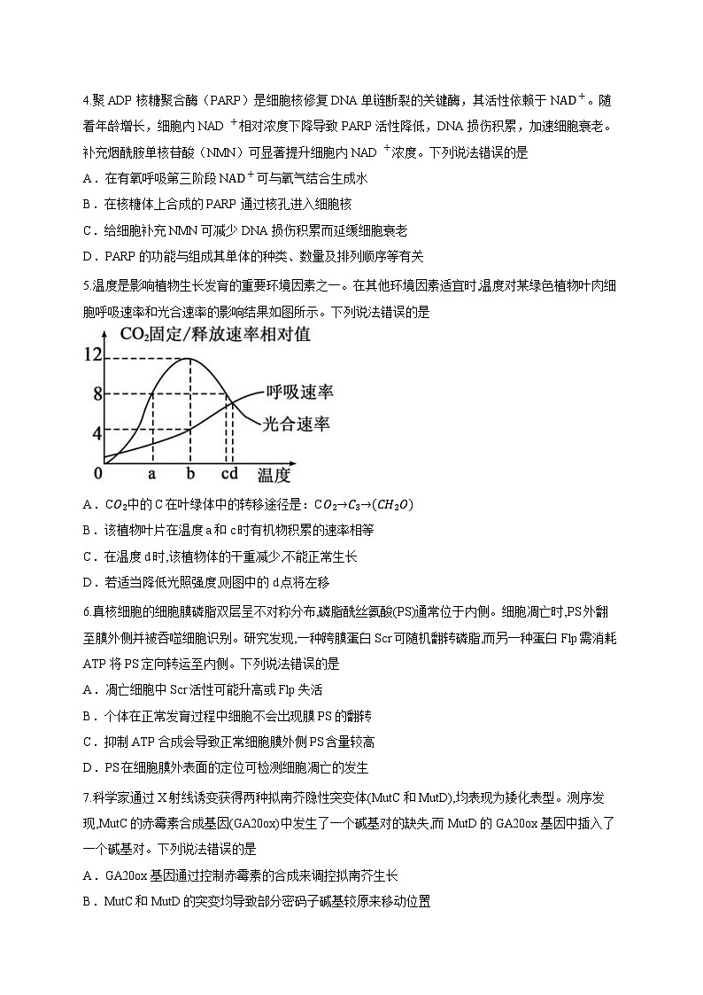 山东省九五高中协作体2025-2026学年高三上学期开学质量检测生物试题（含答案解析）第2页