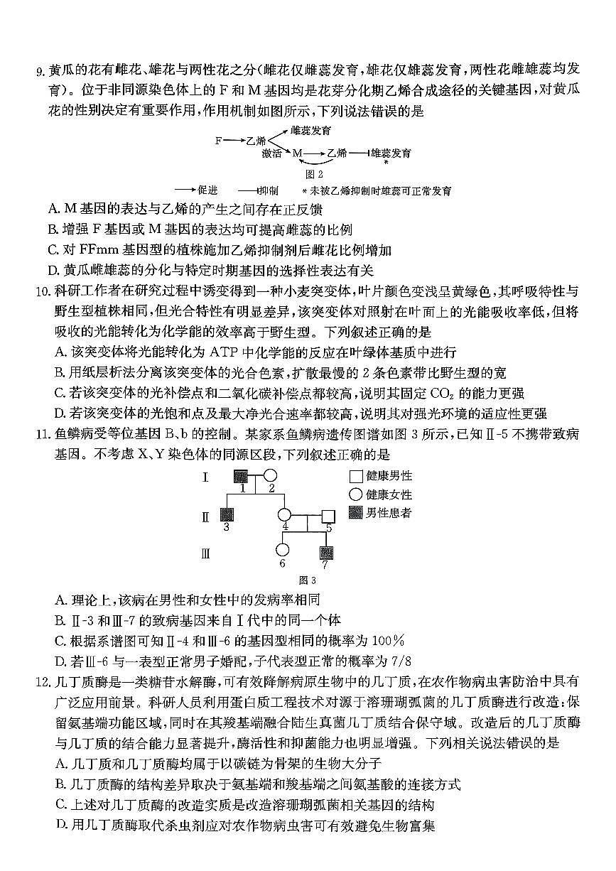 广西南宁2025-2026学年下学期高三高考二模生物试卷含答案第3页