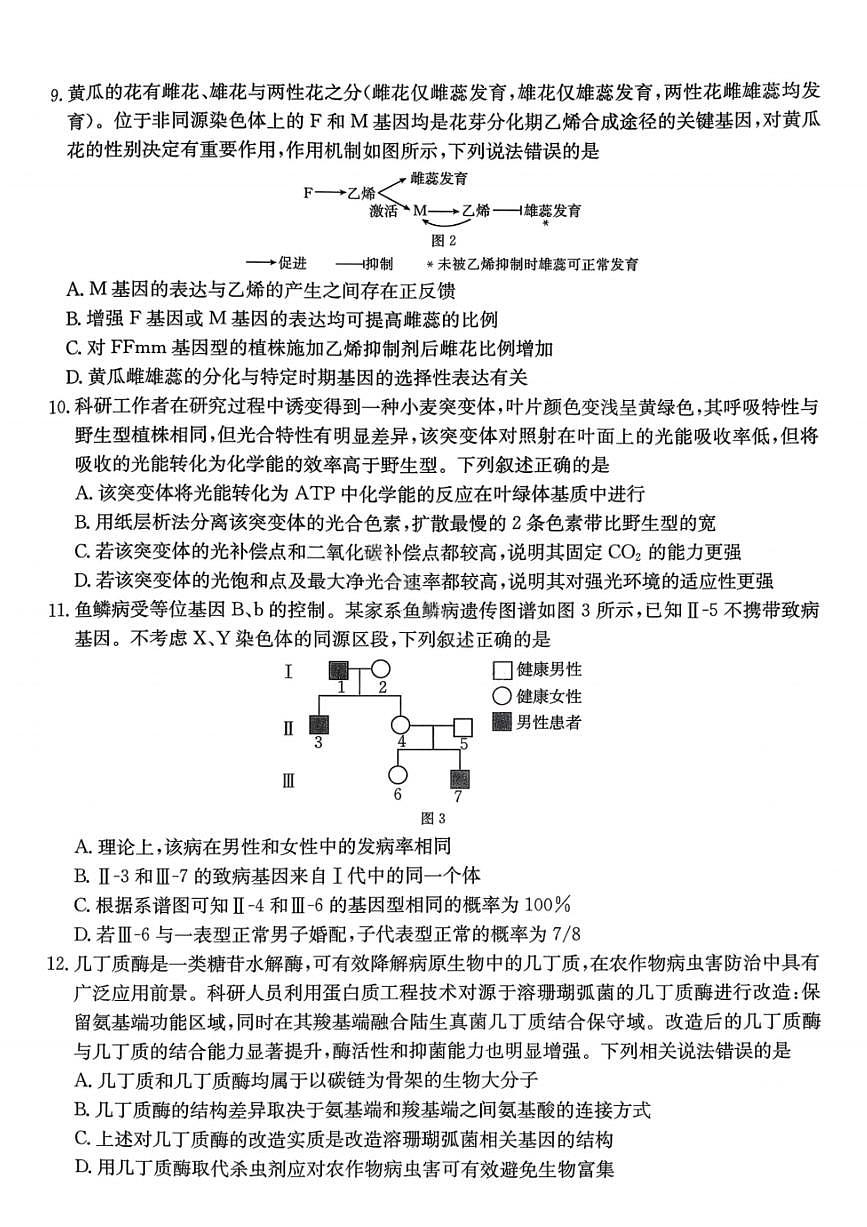 南宁2026年3月高三二模生物试卷第3页
