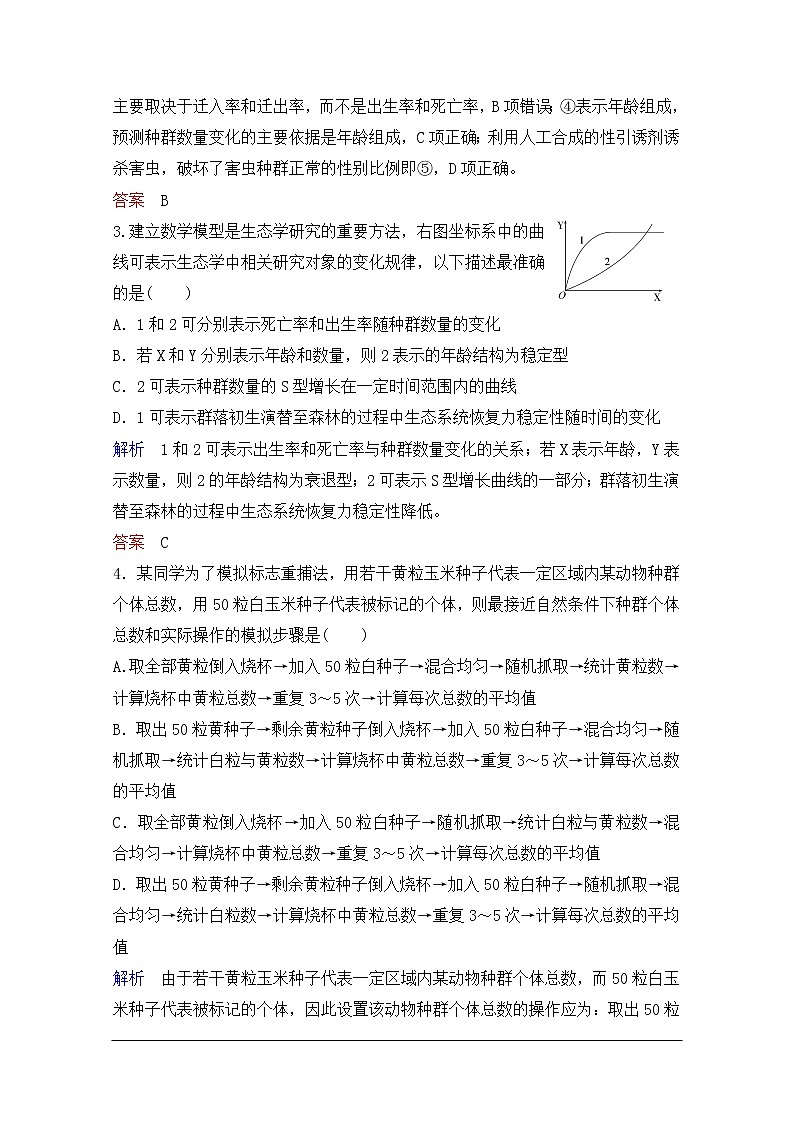 2020年人教版生物高考总复习练习：第九单元 第1讲 种群的特征和数量变化02