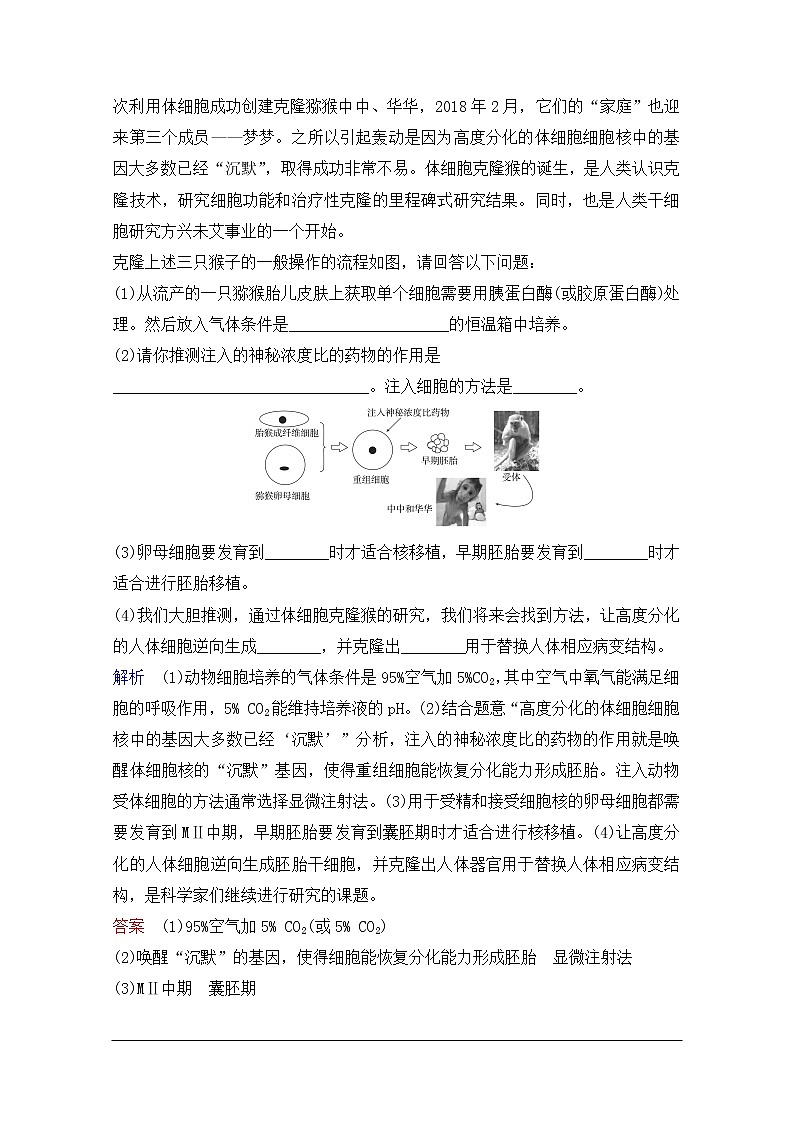 2020年人教版生物高考总复习练习：第十一单元 第3讲 胚胎工程第2页