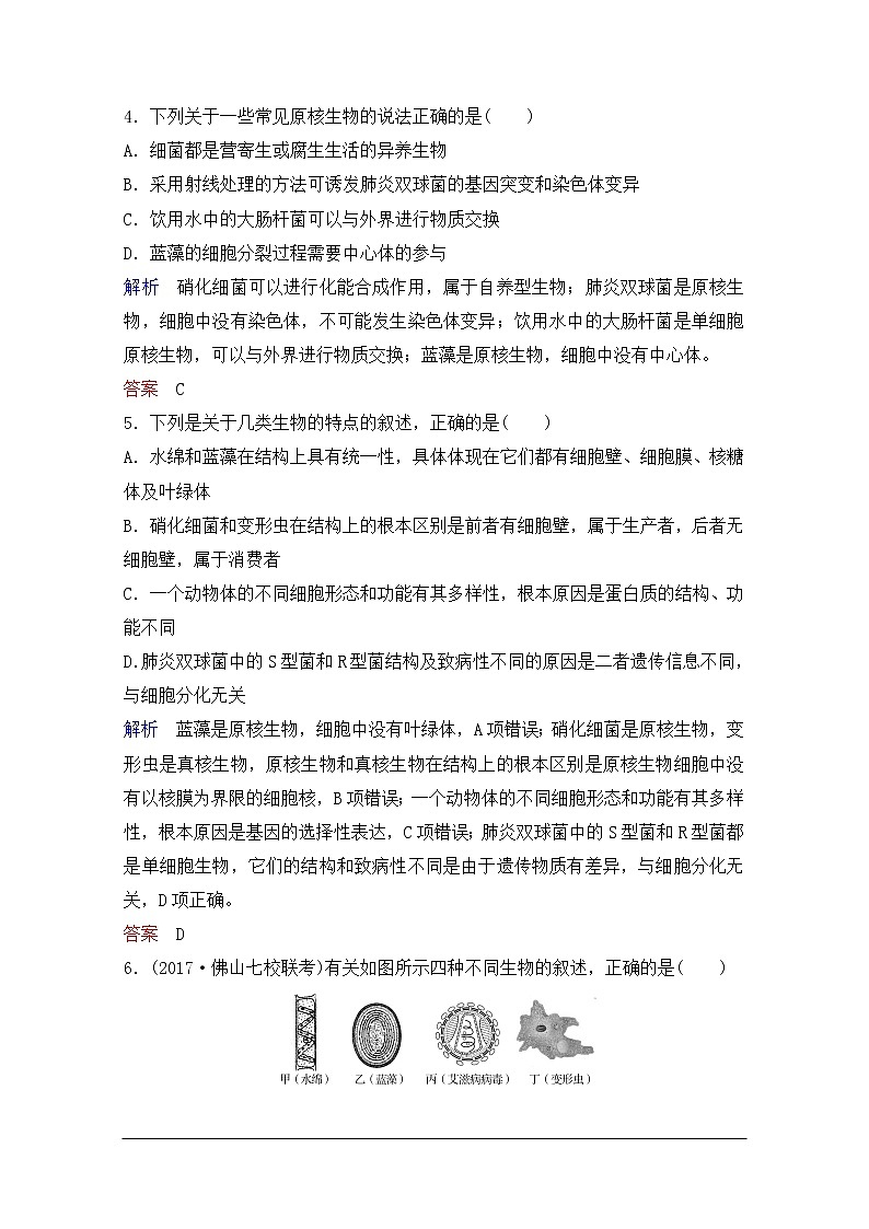 2020年人教版生物高考总复习练习：第一单元 第1讲 走进细胞第2页