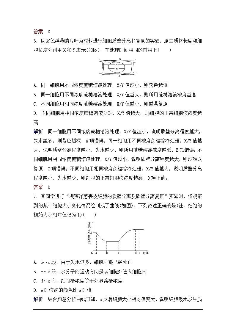 2020年人教版生物高考总复习练习：第二单元 第3讲 细胞的物质输入与输出第3页