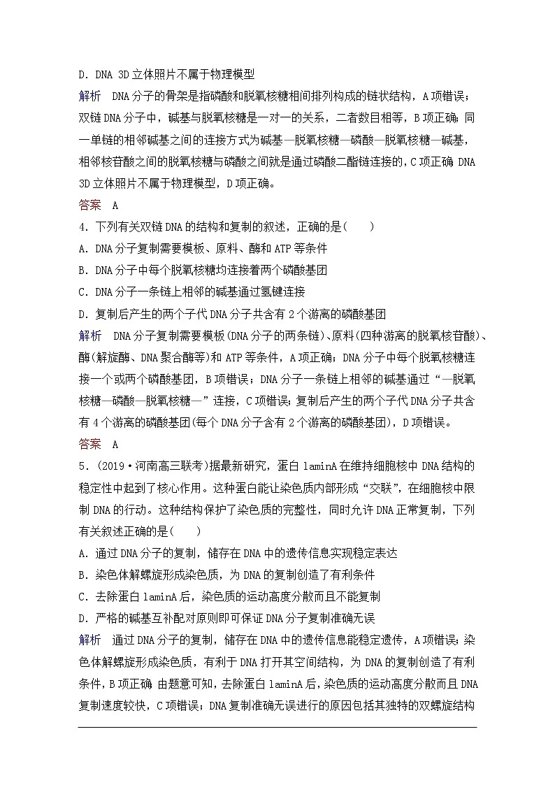 2020年人教版生物高考总复习练习：第六单元 第2讲 DNA分子的结构、复制以及基因的本质第2页