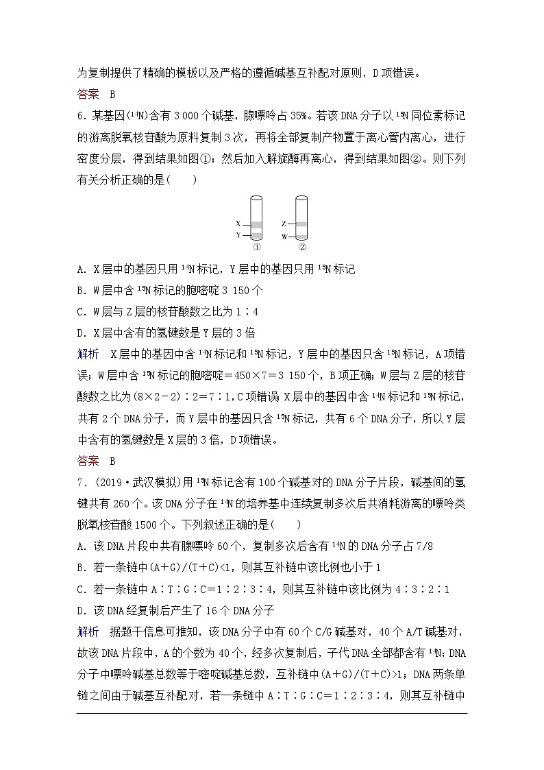 2020年人教版生物高考总复习练习：第六单元 第2讲 DNA分子的结构、复制以及基因的本质第3页