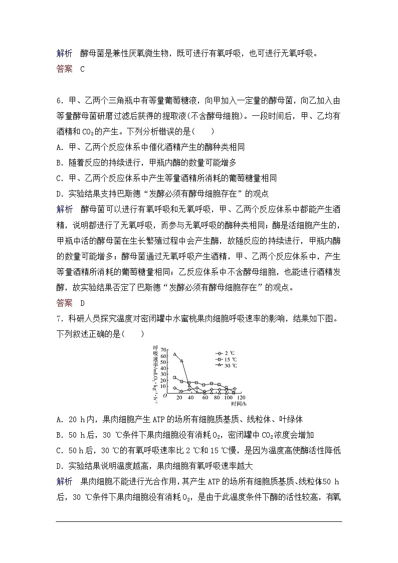 2020年人教版生物高考总复习练习：第三单元 第2讲 细胞呼吸第3页