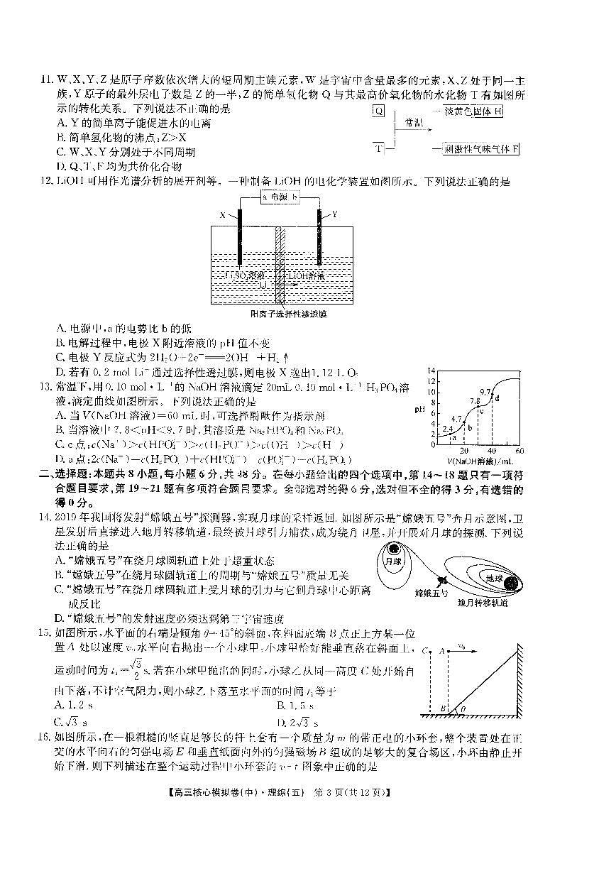 2020届九师联盟高三理综核心模拟试题五第3页