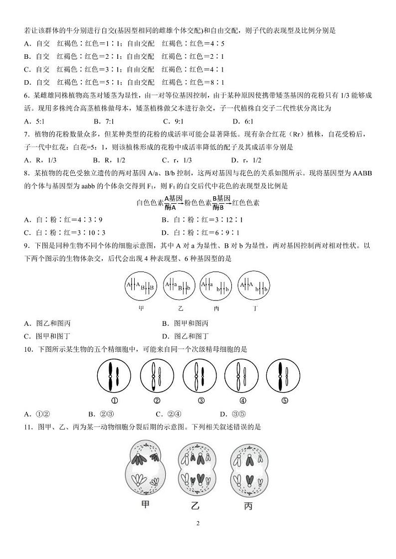 【生物】2020哈师大附中高一（下）期中试卷02