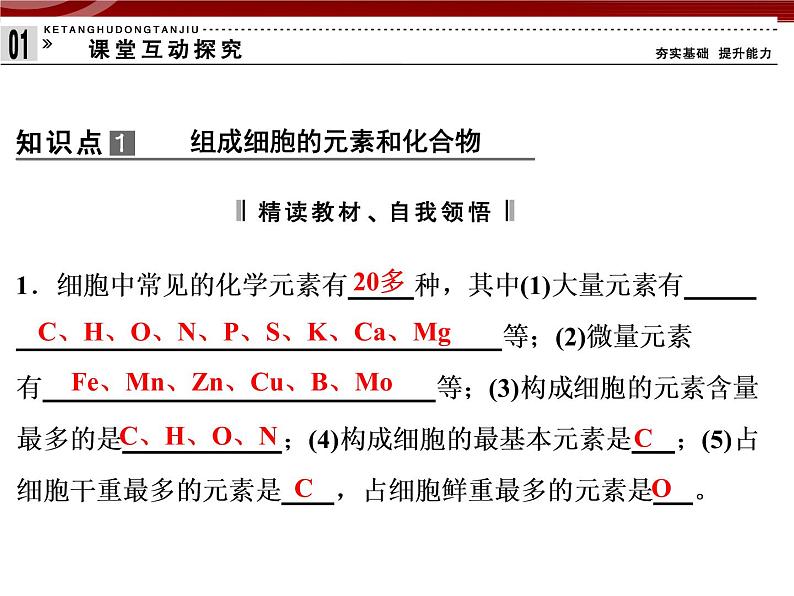 衡水高中用 人教版新课标 必修一  2-1 细胞中的元素和化合物 课件05