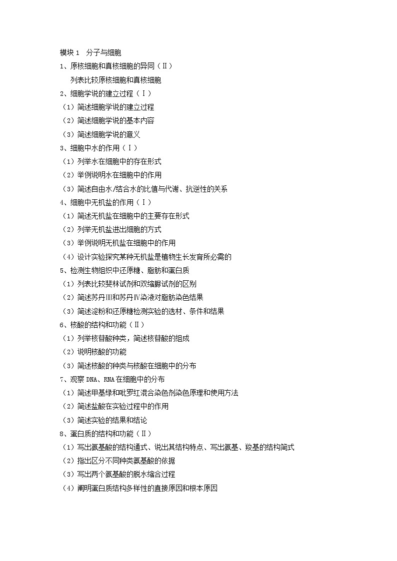 衡水高中  高中生物考点强记①01
