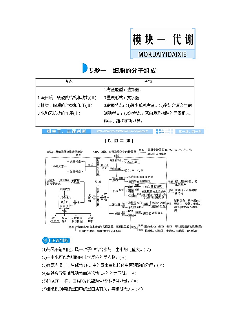 衡水中学 高考 模块复习 高中生物 学案01