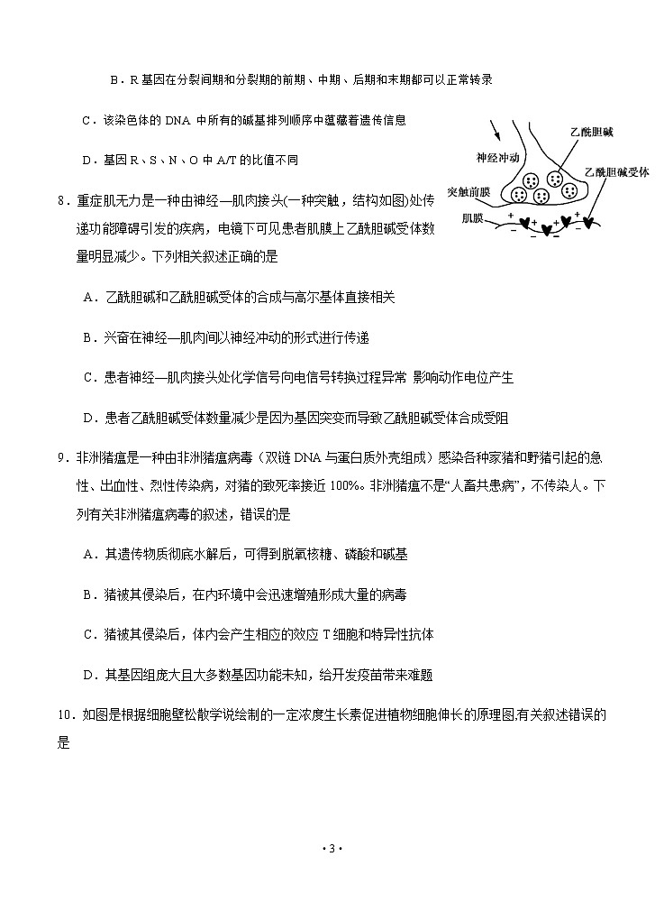 江苏省连云港市老六所四星高中2020届高三下学期模拟考试 生物试题03