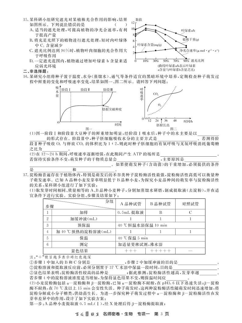 名师密卷生物专项卷内文第3页