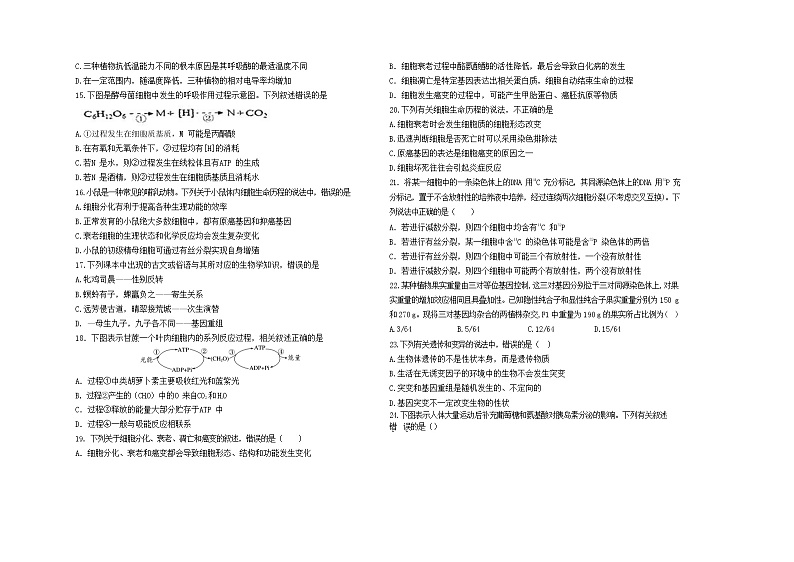 2020届山东省济南市历城第二中学高三调研考试生物试题03