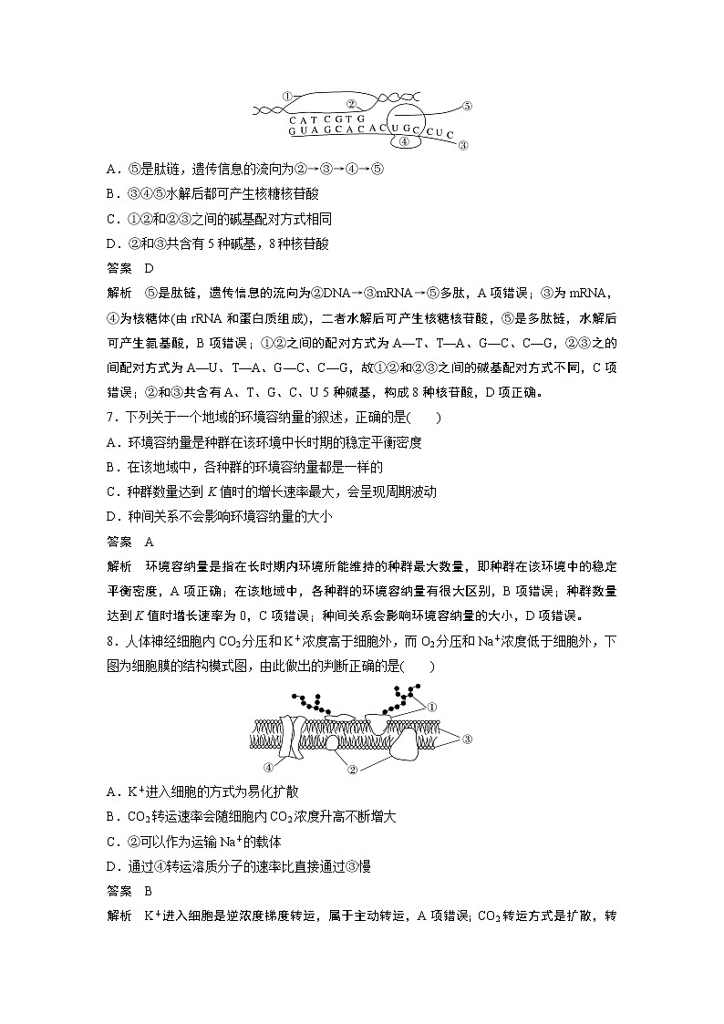 2020届浙江省高考冲刺抢分练高考仿真卷（三） 生物（解析版）03