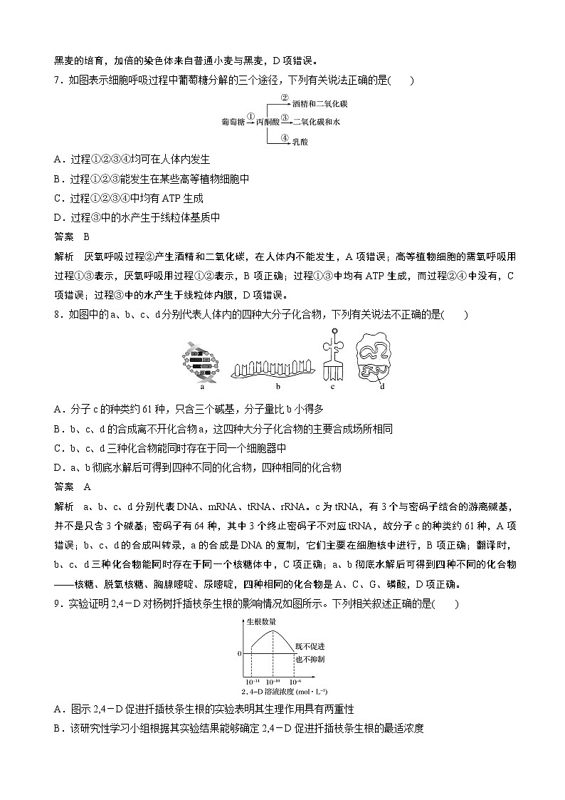 2020届浙江省高考冲刺抢分练高考仿真卷（五） 生物（解析版）第3页