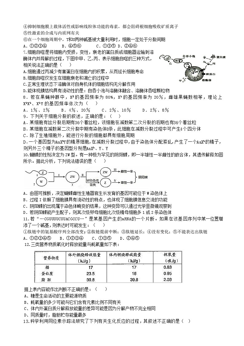 2020届浙江省杭州建人高复高三下学期4月模拟测试  生物02