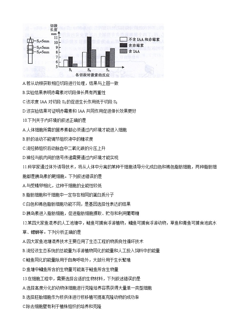 2020届浙江省金华市金华十校高三上学期11月模拟考试 生物03