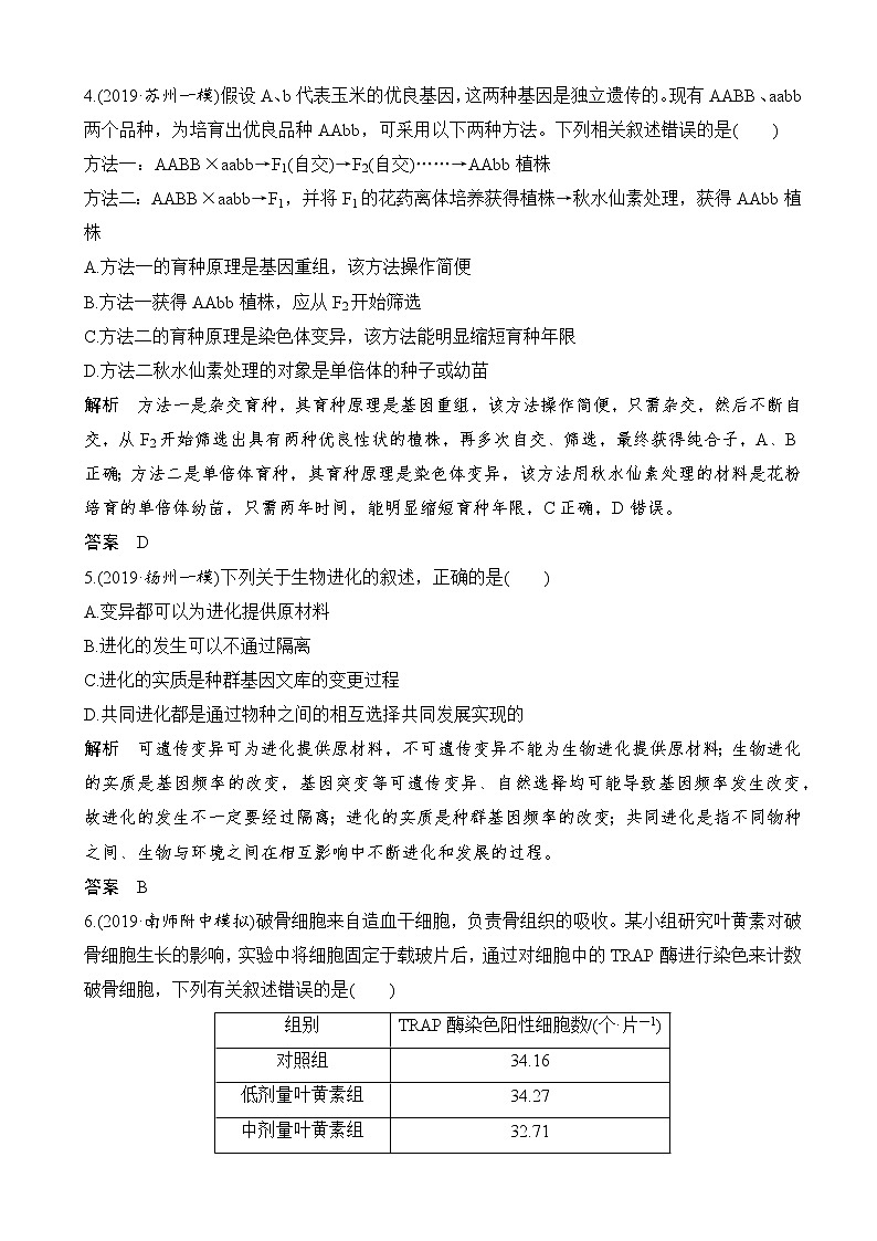 2020届江苏高考生物考前增分特训仿真小卷（二）（解析版）第2页