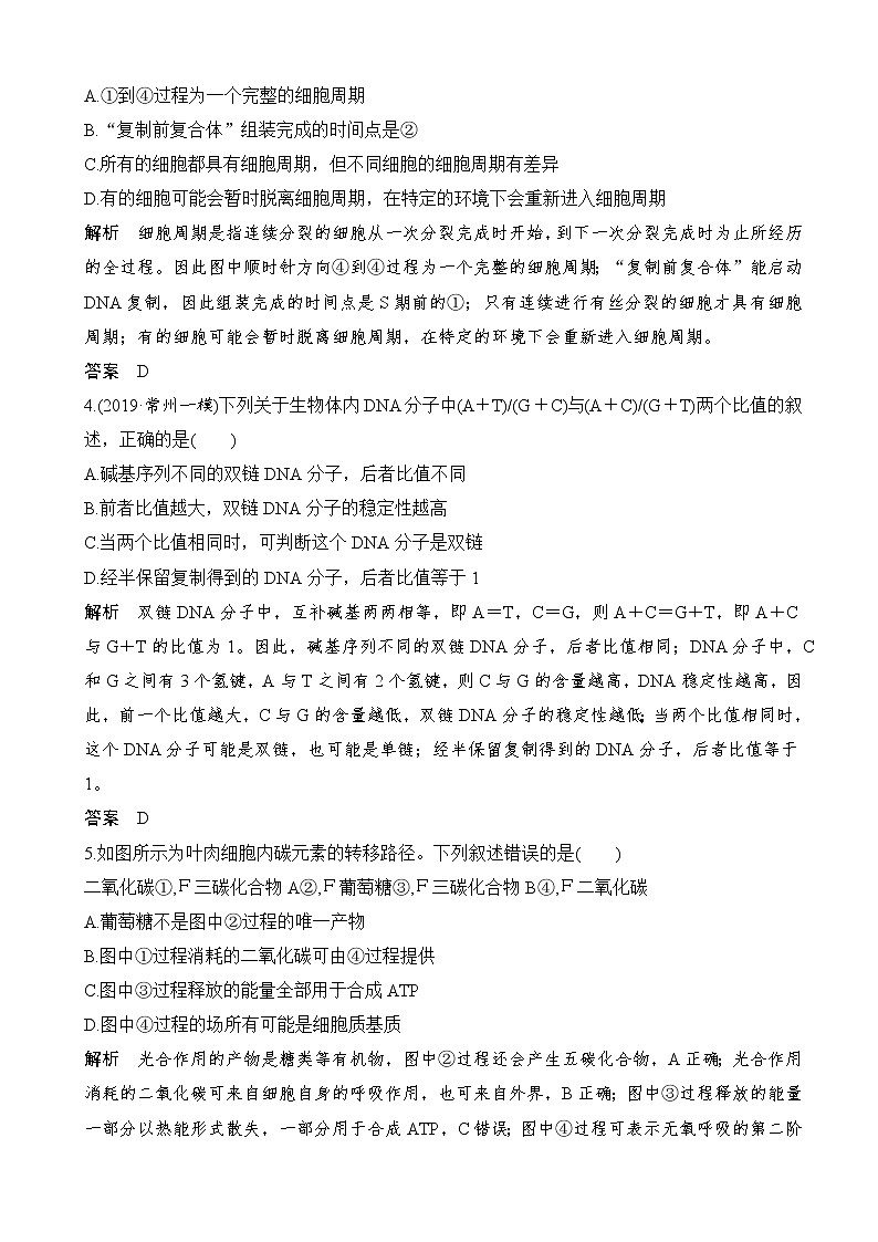 2020届江苏高考生物考前增分特训仿真小卷（四）（解析版）02