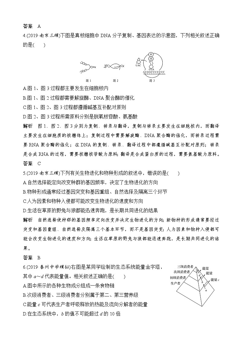 2020届江苏高考生物考前增分特训仿真小卷（一）（解析版）02