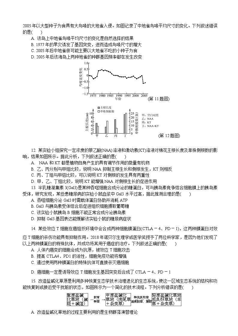 2020届江苏省南京市、盐城市高三第二次模拟考试 生物03