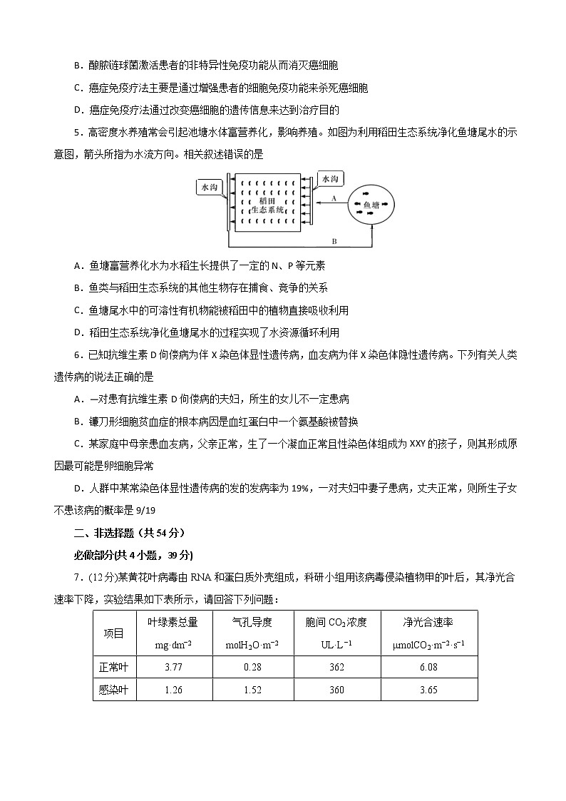 2020届江西名师联盟高三上学期第一次模拟考试生物试题（解析版）02