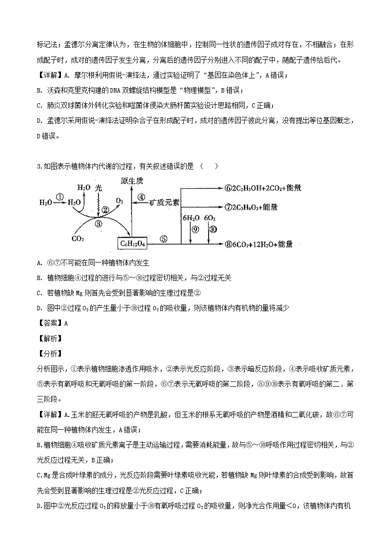 2020届江西省抚州市临川二中高三上学期第一次月考理综生物试题 （解析版）02